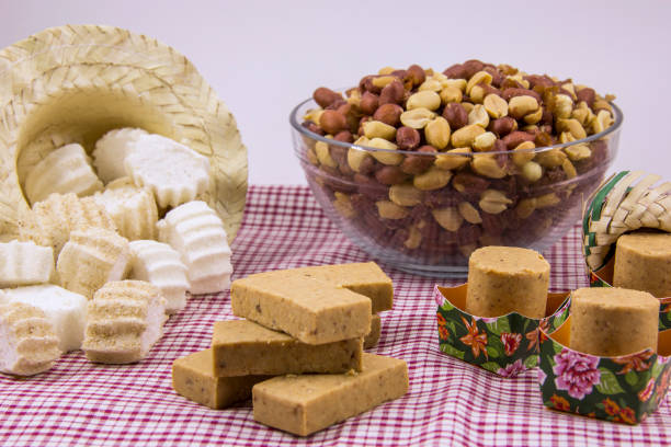 istock Several typical Brazilian sweets from Junina. Peanut, coconut candy, maria mole, pe de moleque, dulce de leche, chocolate. 701049410