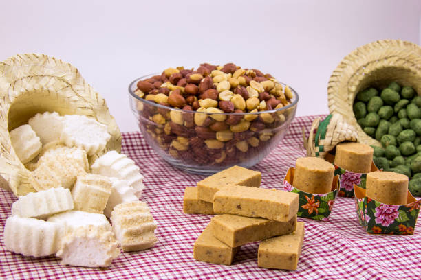 istock Several typical Brazilian sweets from Junina. Peanut, coconut candy, maria mole, pe de moleque, dulce de leche, chocolate. 701055628