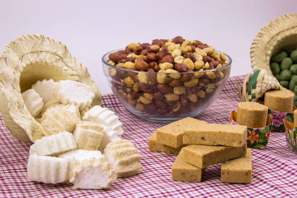 istock Several typical Brazilian sweets from Junina. Peanut, coconut candy, maria mole, pe de moleque, dulce de leche, chocolate. 701055668