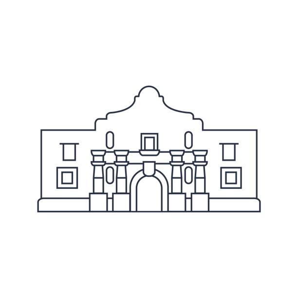 landmark amerika serikat - san antonio - kota tua daerah ilustrasi stok