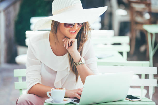 istock Businesswoman working and having a coffee at bar 701080620