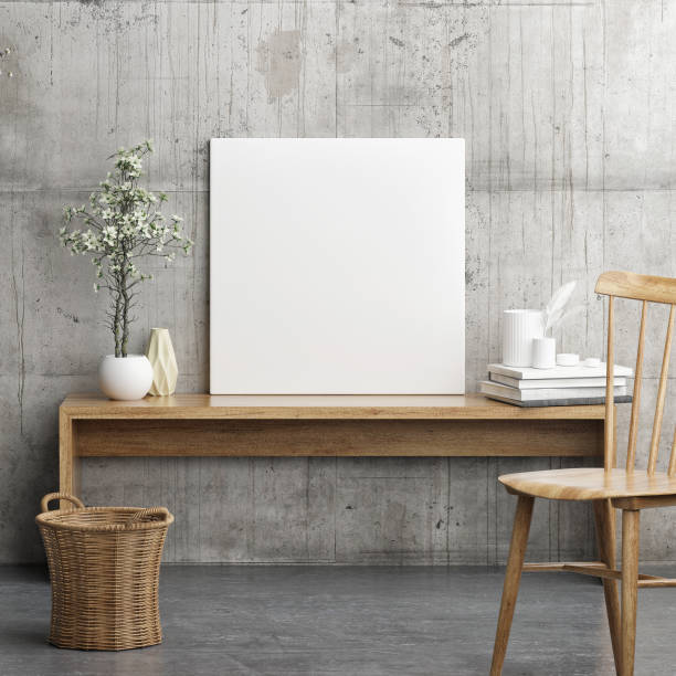 istock Mock up poster in wooden composition 701091324