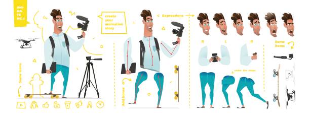 Stylized characters set for animation. Stylized characters set for animation. Some parts of body business casual fashion stock illustrations