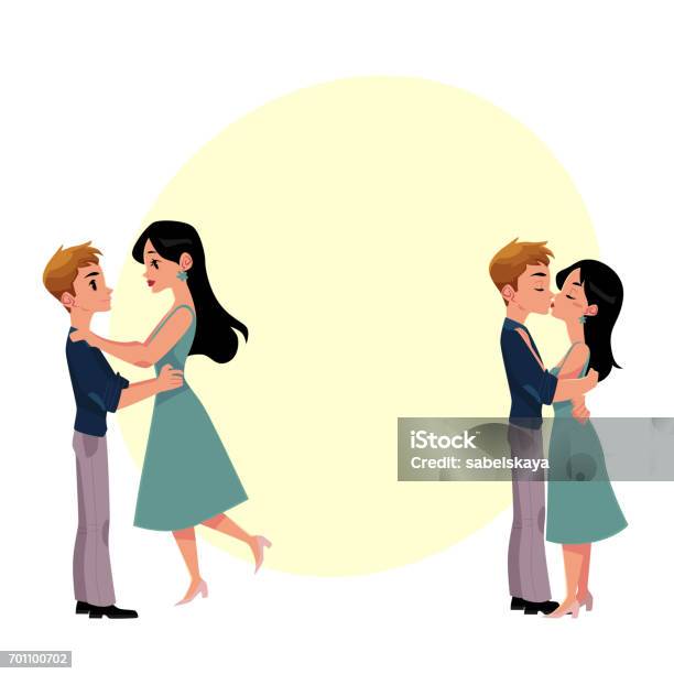Ilustración de Juego De Pareja Hombre Y Mujer Besándose Románticamente y más Vectores Libres de Derechos de Abrazar - iStock Ilustración de Juego De Pareja Hombre Y Mujer Besándose Románticamente y más Vectores Libres de Derechos de Abrazar - iStock