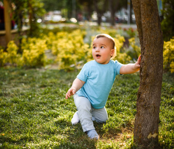 istock Happy baby boy in nature 701103298