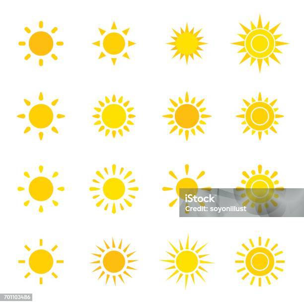 Set Of Sun Icons Stock Illustration - Download Image Now - Sun, Sunlight, Circle
