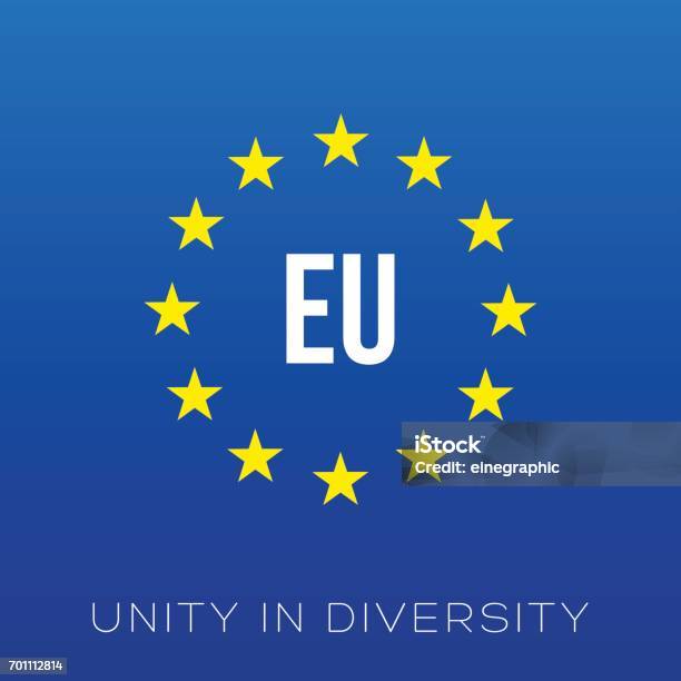 Eu Icon European Union Flag With Motto Stock Illustration - Download Image Now - Backgrounds, Banner - Sign, Business