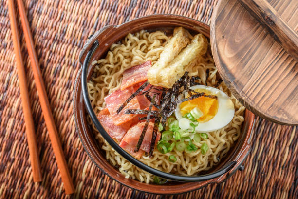istock Ramen with Bacon and Boiled Egg, Shredded Seaweed 701135818