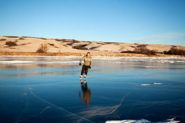 Skating on Buffalo Pound Provincial Park Saskatchewan   Near Moose Jaw Canada