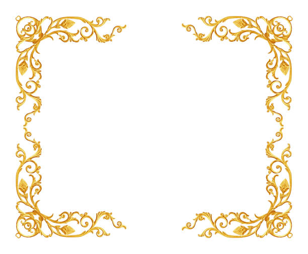 Ornament elements, vintage gold frame floral designs