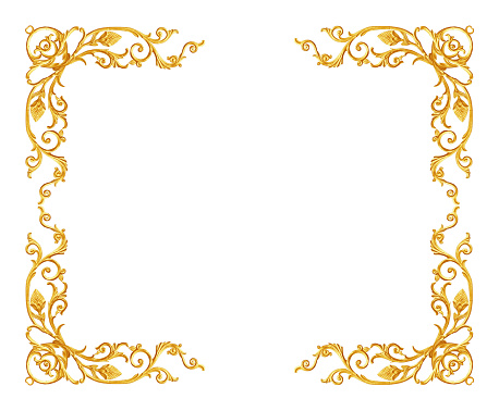 Ornament elements, vintage gold frame floral designs
