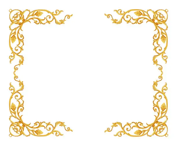 Photo of Ornament elements, vintage gold frame floral designs