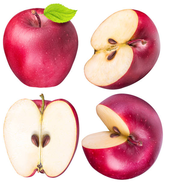 istock Set of red apples isolated on white background 701174574