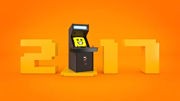 istock vintage arcade game machine concept 2017 New Year . 3D rendering 701174918