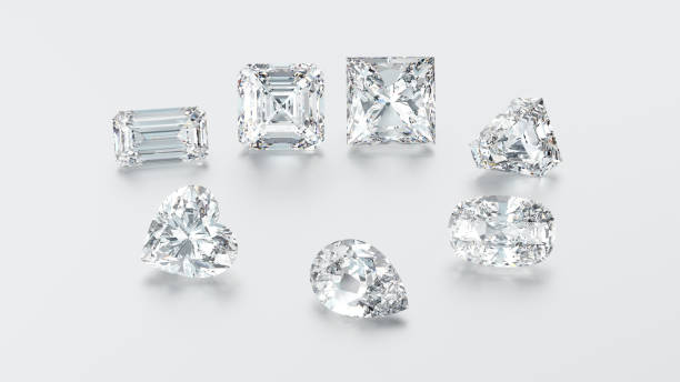 istock 3D illustration closeup group of seven different diamonds 701181620