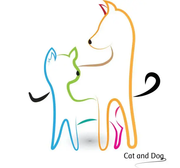 Vector illustration of Dog and cat silhouettes vector