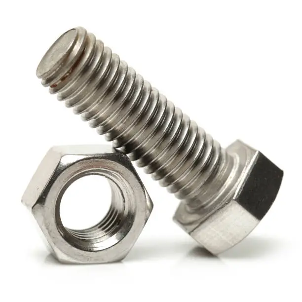 Photo of Bolt and Nut  on the white background