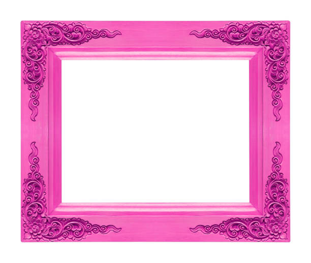 istock Classic wooden frame isolated on white background, pink color 701214334