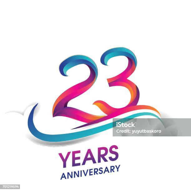 23 Years Anniversary Celebration Logotype Blue And Red Colored Stock Illustration - Download Image Now