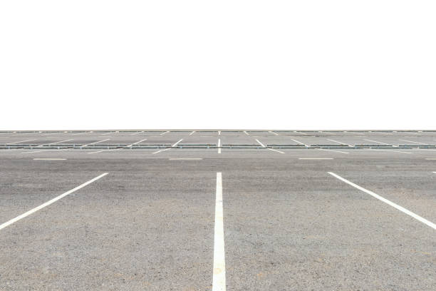 istock Empty parking lot isolated on white background.  This has clipping path. 701225696