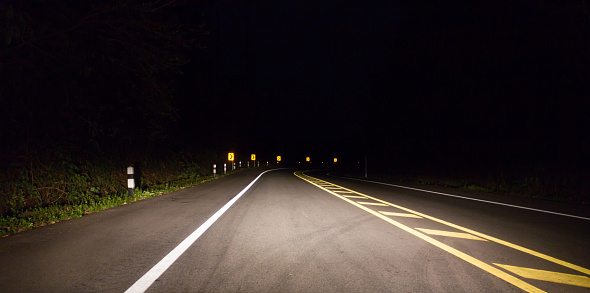 The road on dark night.