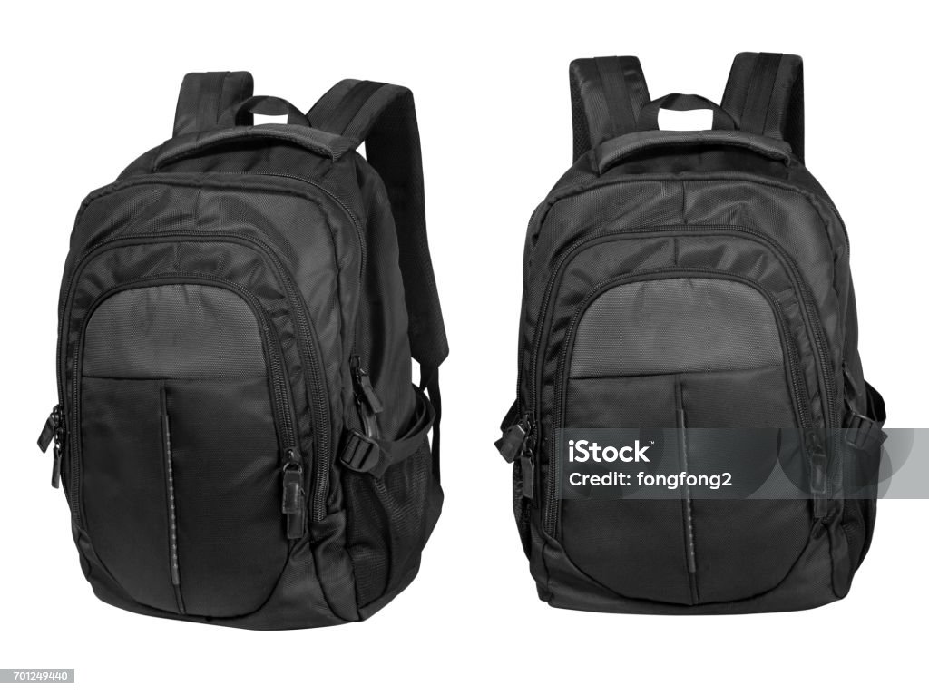 black backpack isolated on a white background black backpack isolated on a white background with clipping path. Backpack Stock Photo