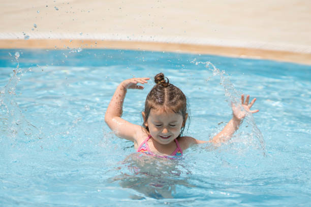 istock Little girl in swimming pool 701265800