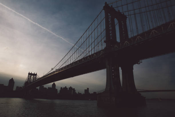 istock Silhouette Manhattan Bridge Over East River Against Sky At Dusk 705179237