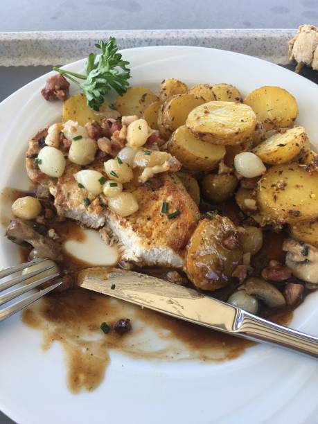 istock High Angle View Of Food In Plate On Table 705201527