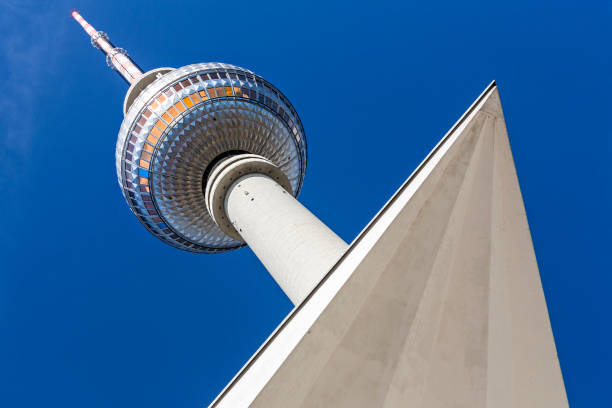 istock Low Angle View Of Fernsehturm By Triangle Shape Against Blue Sky 709211229
