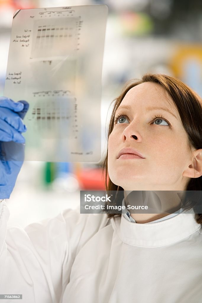 Scientist looking at ADN - Foto de stock de Test de ADN libre de derechos