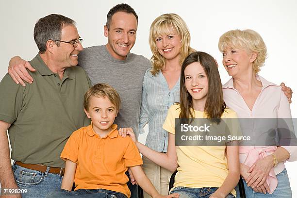 Portrait Of A Family Stock Photo - Download Image Now - 30-39 Years, Active Seniors, Adult