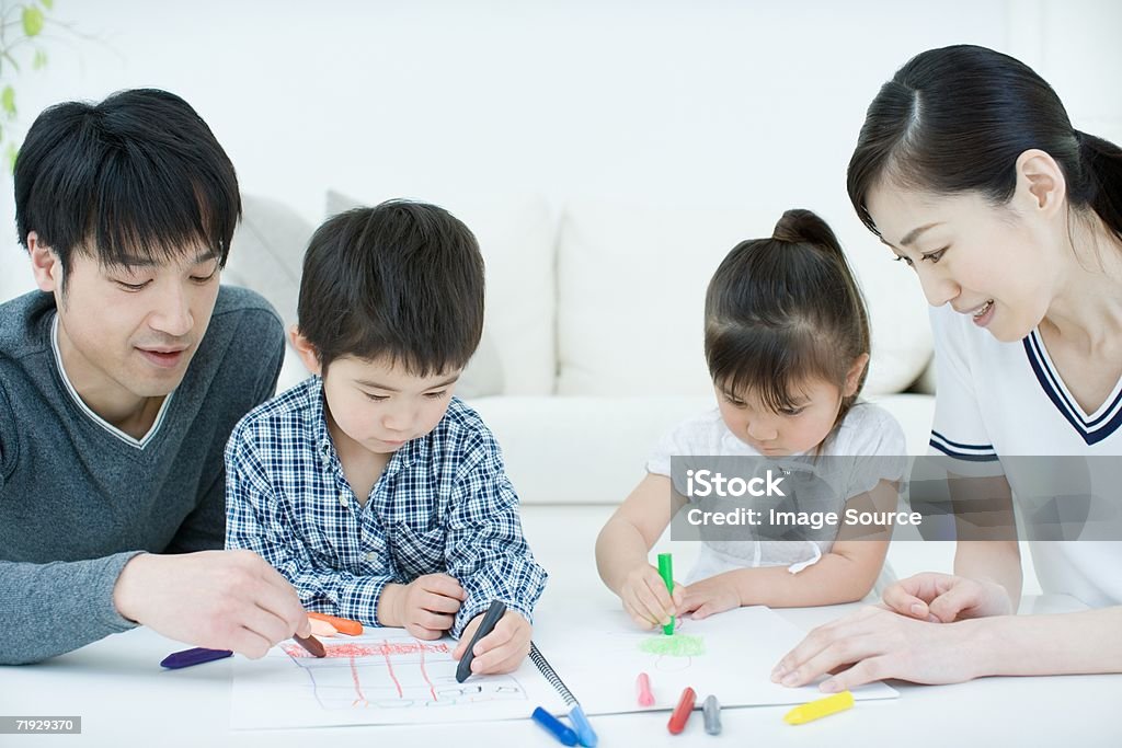 Japonais, dessin de famille - Photo de Japon libre de droits