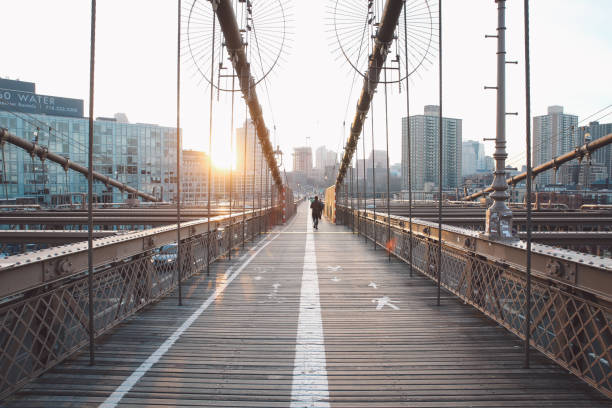 istock View Of Suspension Bridge In City 720093955