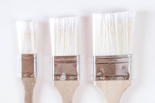 istock Directly Above Of Paintbrushes Against White Background 722318481