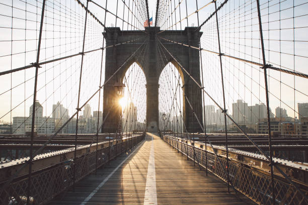 istock Low Angle View Of Brooklyn Bridge In City Against Sky 726853639