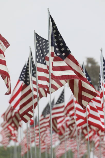 istock Close-Up Of American Flags 726867941