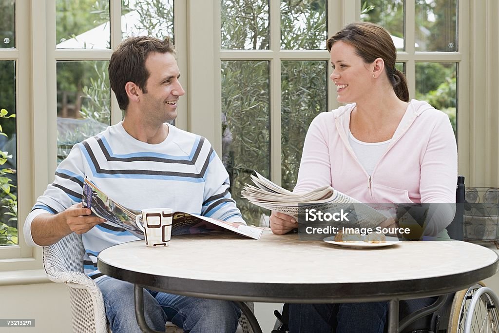 Couple having breakfast  30-39 Years Stock Photo