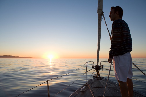 sailing yacht catamaran sea sunset