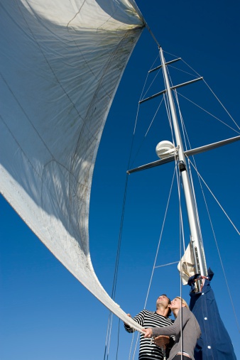 Yacht sailboat cruising the sea