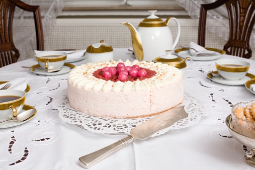 Easter yeast cake with icing and candied orange peel, delicious Easter dessert, traditional Easter pastries in Eastern Europe