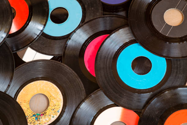 istock Full Frame Shot Of Colorful Records 735966207