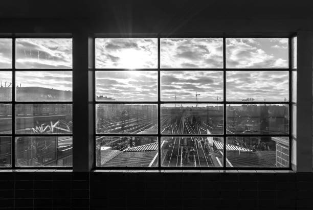 istock Railroad Tracks In City Seen Through Window 736836637