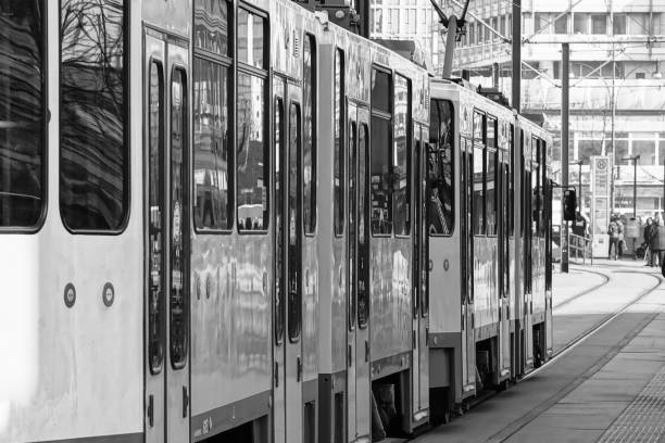 istock Tram On Street In City 736843781