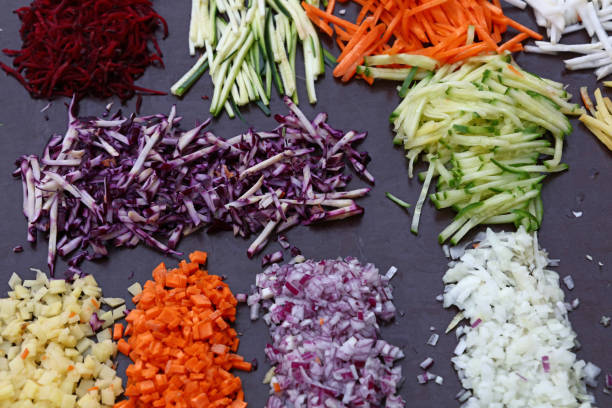 istock High Angle View Of Chopped Vegetables Arranged At Counter 739282113