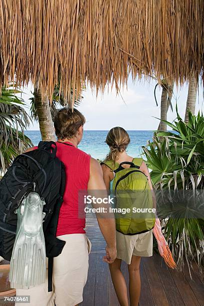 Backpacking Couple Stock Photo - Download Image Now - 30-34 Years, 30-39 Years, Adults Only