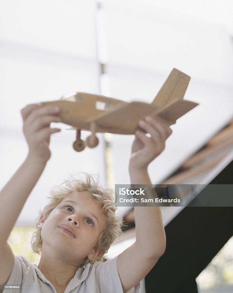 Menino com Avião de modelo - Royalty-free 6-7 Anos Foto de stock