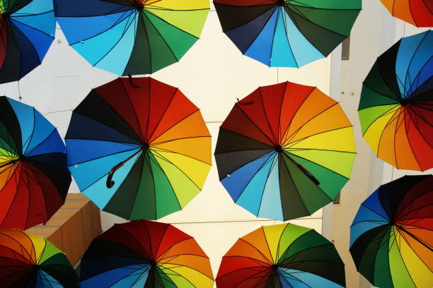 istock Full Frame Shot Of Colorful Umbrellas 743746655