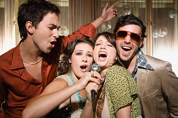 Friends doing karaoke  drunk photos stock pictures, royalty-free photos & images