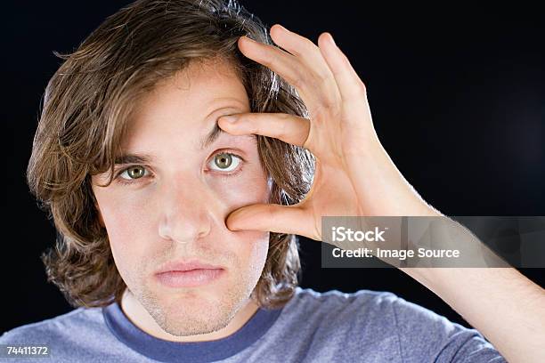 Man Opening His Eye Stock Photo - Download Image Now - Open, Staring, Adults Only